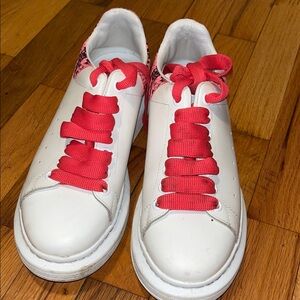 Alexander McQueen Pink and Black Snakeskin Sneakers